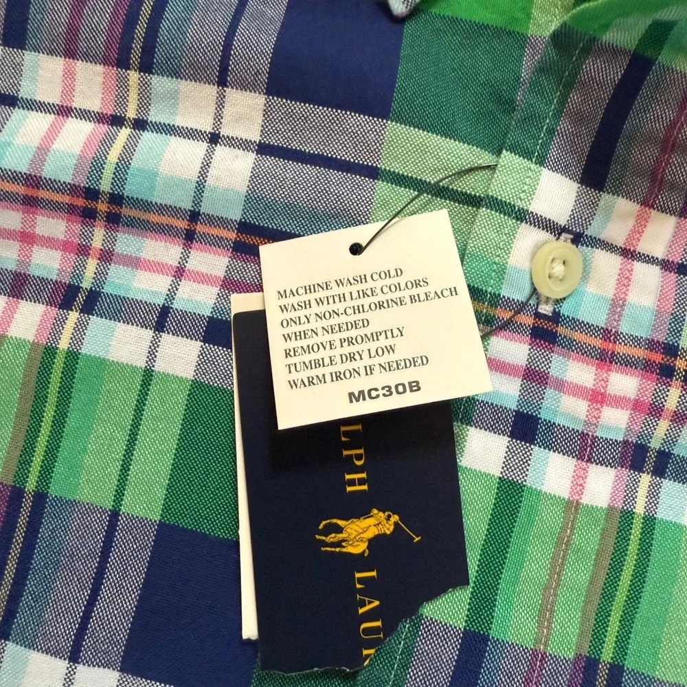 Polo Ralph Lauren Classic Fit Green Blue Plaid Workshirt Size 4XLT NWT‎